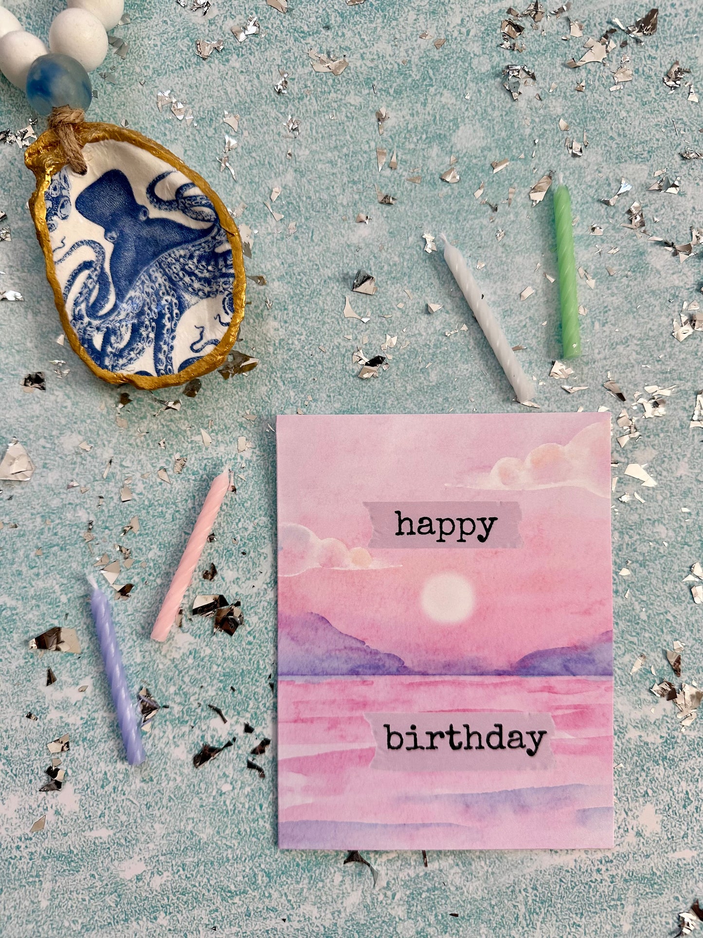 Scrapbook Sunset Birthday Card