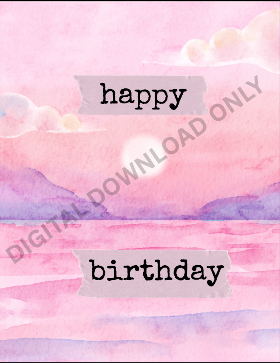Scrapbook Sunset Birthday Card (DIGITAL DOWNLOAD ONLY)